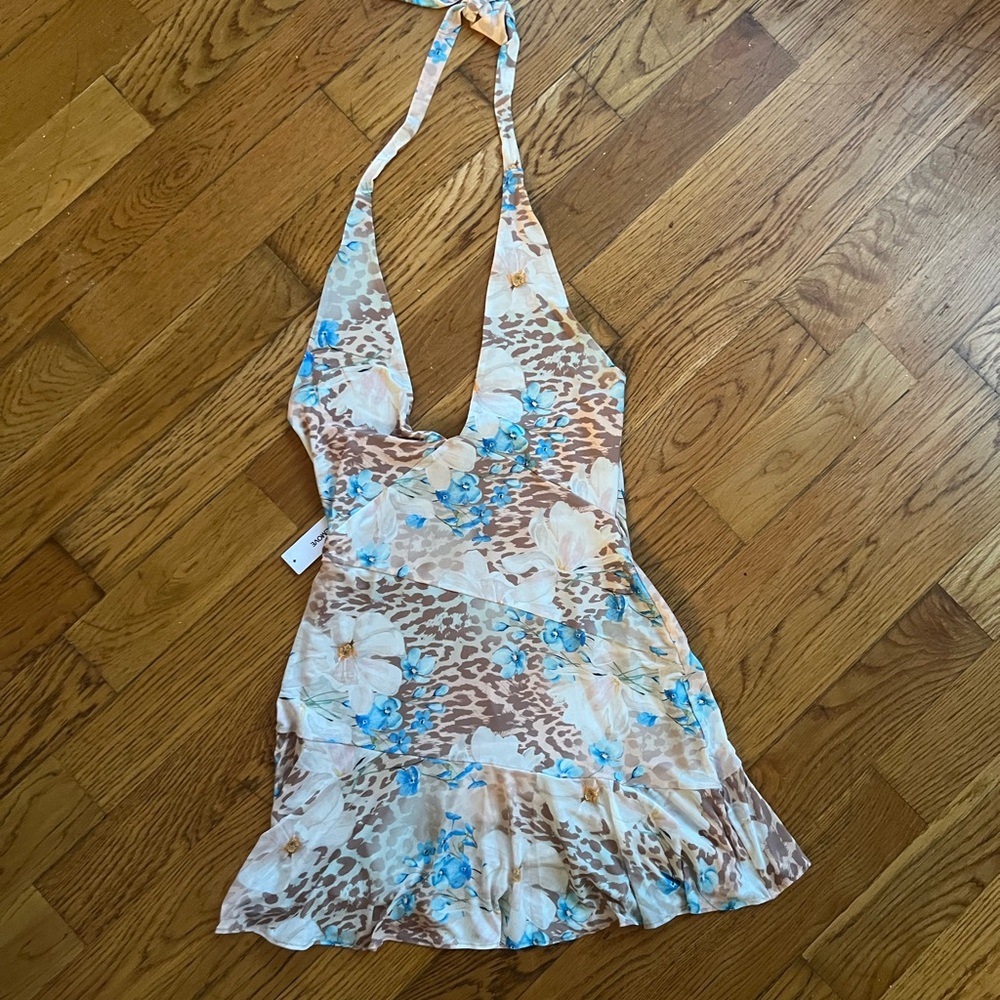 Princess Polly Beige and Blue Floral Dress